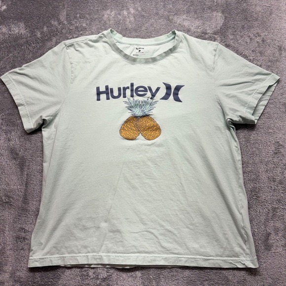 Hurley Tops - Hurley T-Shirt Women XL Mint Green Good‎ Pineapple Graphic Tee HSP21VMT-01976